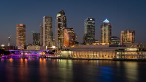 Tampa FL skyline at night 