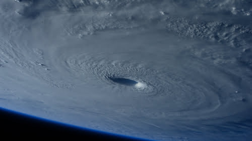 Satellite image of clouds from hurricane. Florida hurricane preparation.