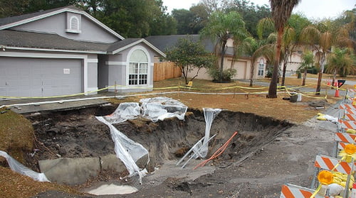 Driveway ground collapse - Florida Sinkhole Coverage Think Safe Insurance 813-425-1626